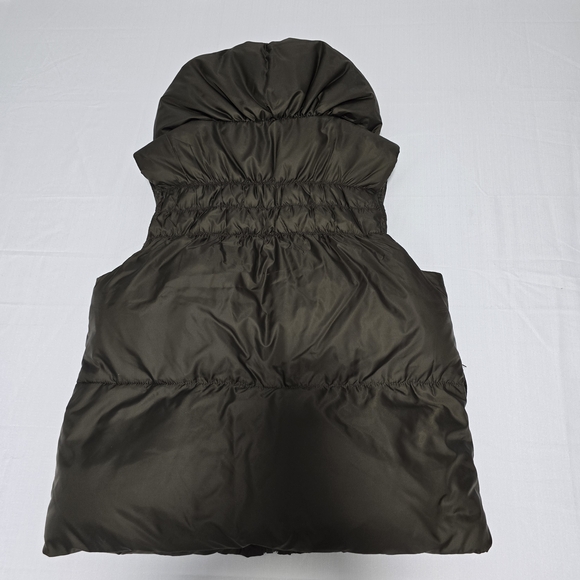 BCBG Maxazria Size M Olive Quilted Duck Down Light Weight Jacket Coat Vest Women - Picture 5 of 14